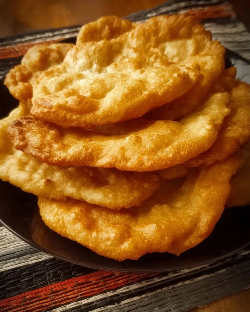 Golden, crispy Indian Frybread served with toppings and sides