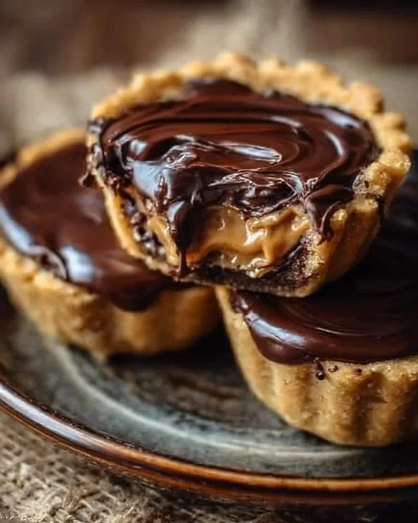 Delicious mini chocolate peanut butter pies served on a plate