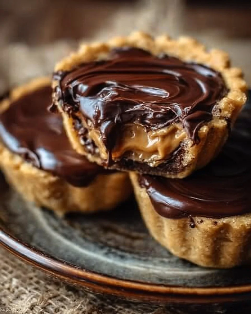 Delicious mini chocolate peanut butter pies served on a plate