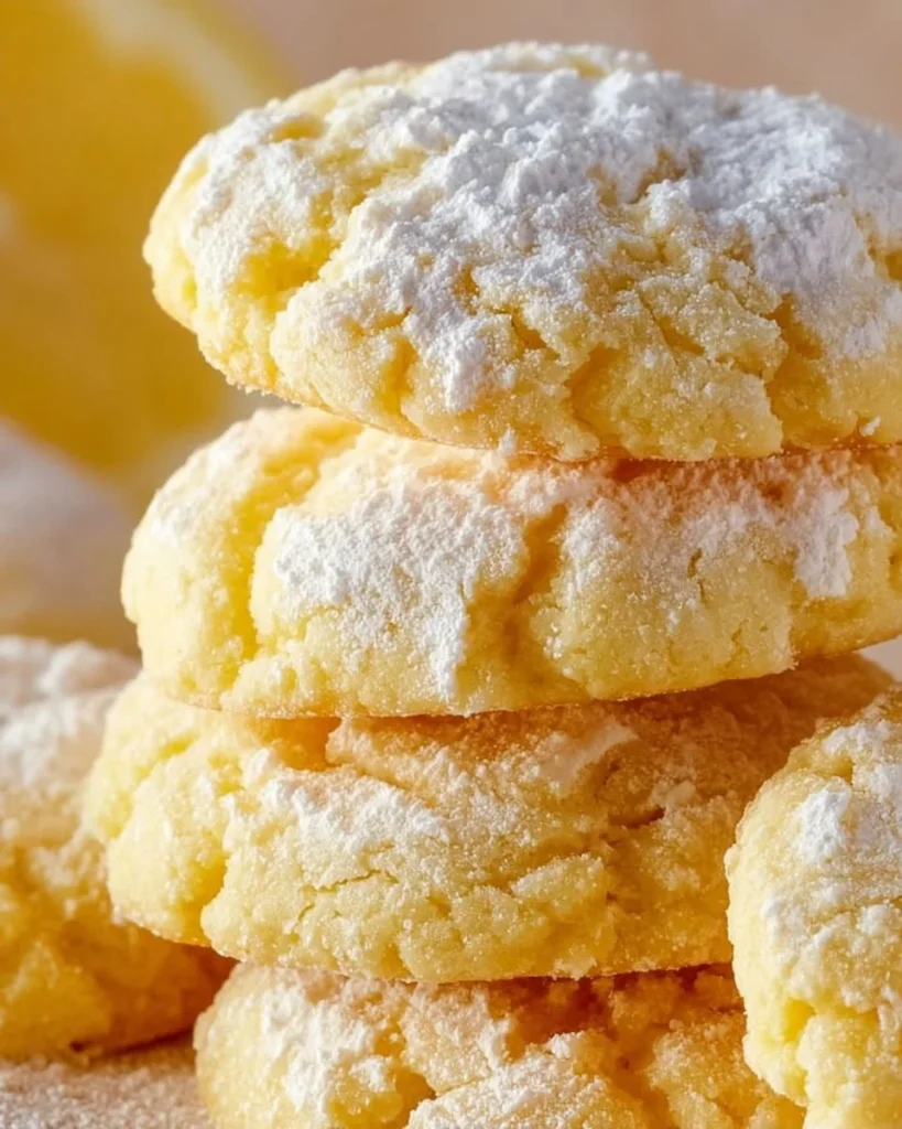 Lemon Gooey Butter Cookies with a soft, gooey texture and bright lemon flavor.
