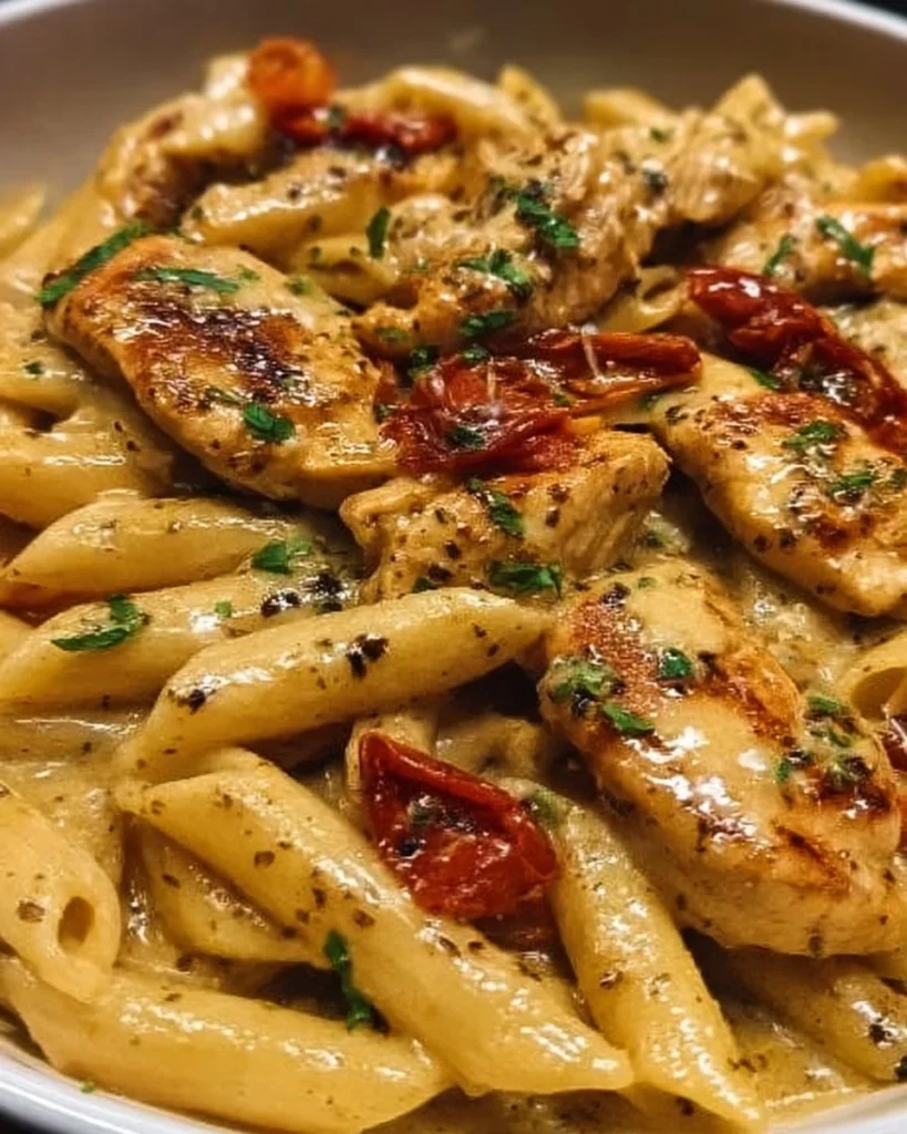 Delicious Marry Me Chicken Pasta served on a plate with fresh herbs