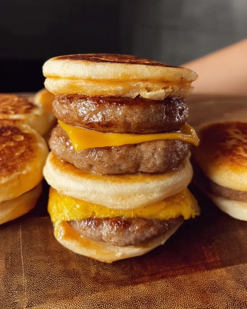 Mini Sausage McGriddles served with syrup for breakfast
