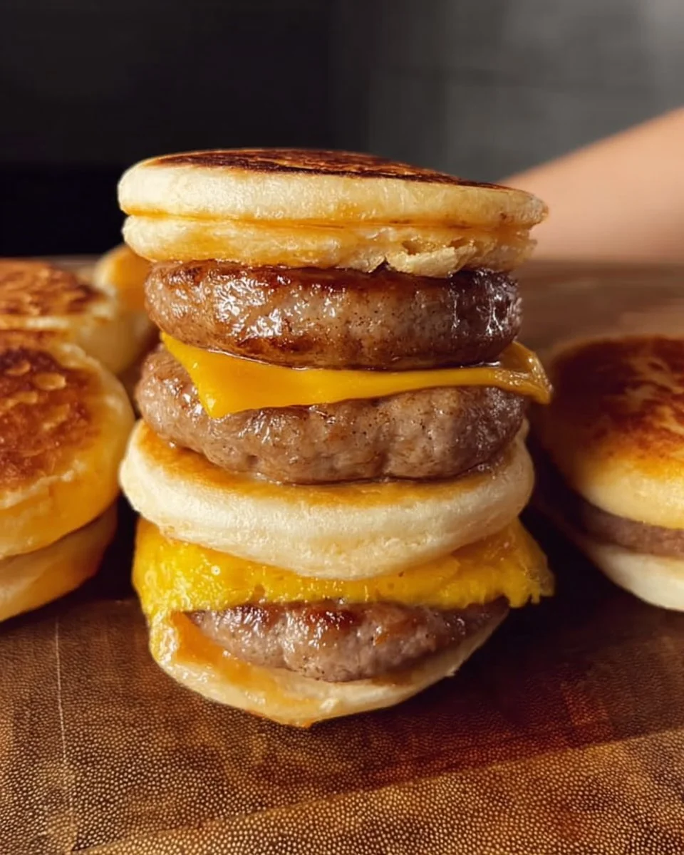 Mini Sausage McGriddles served with syrup for breakfast