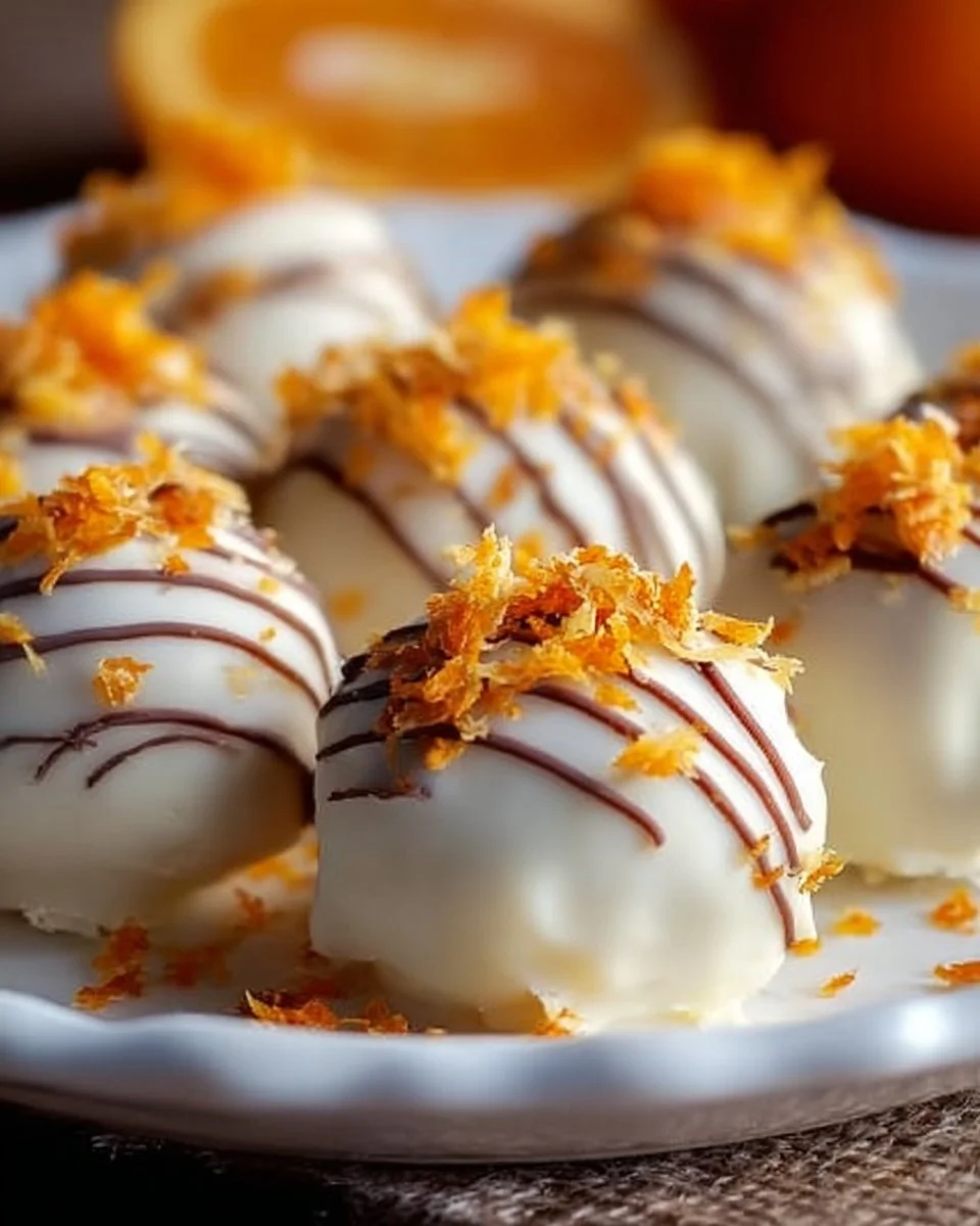 No-Bake Orange Creamsicle Truffles on a decorative plate