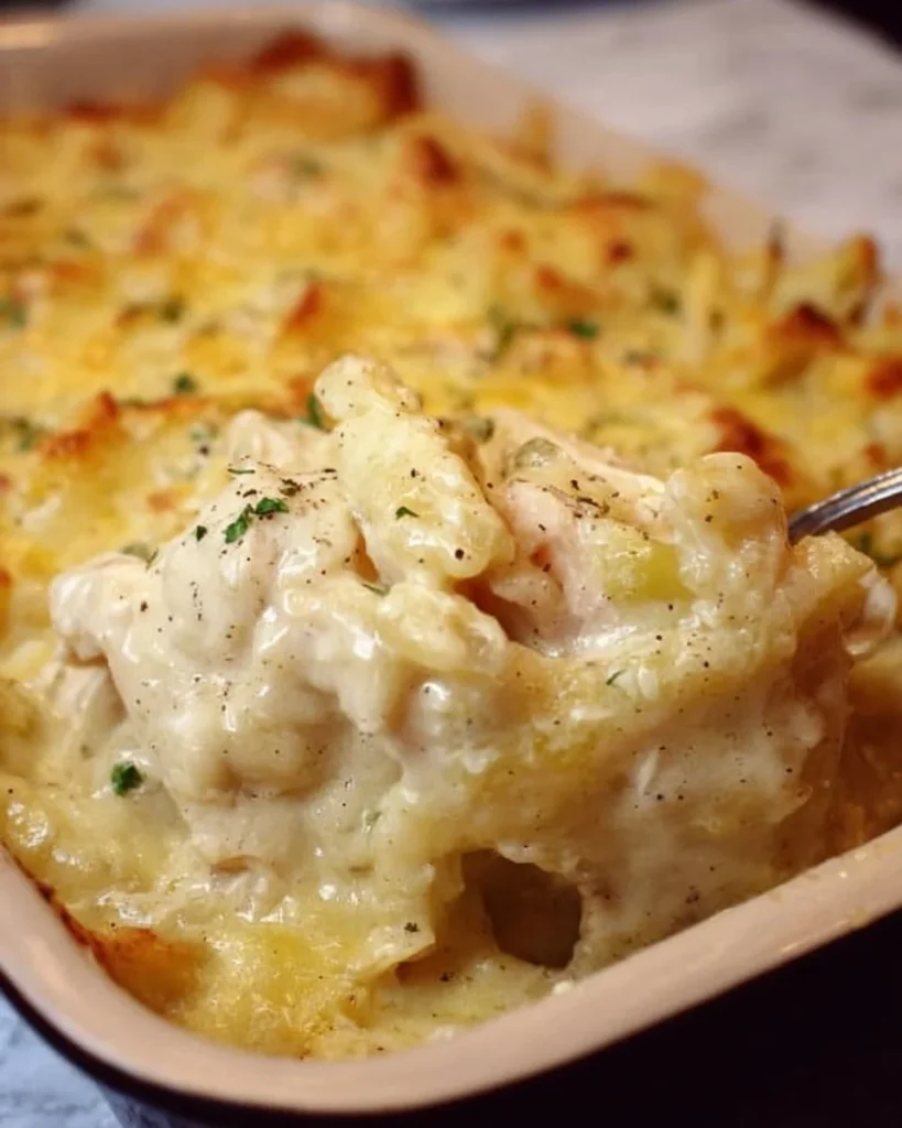 Delicious chicken casserole recipe by Paula Deen, showcasing tender chicken and creamy flavors.