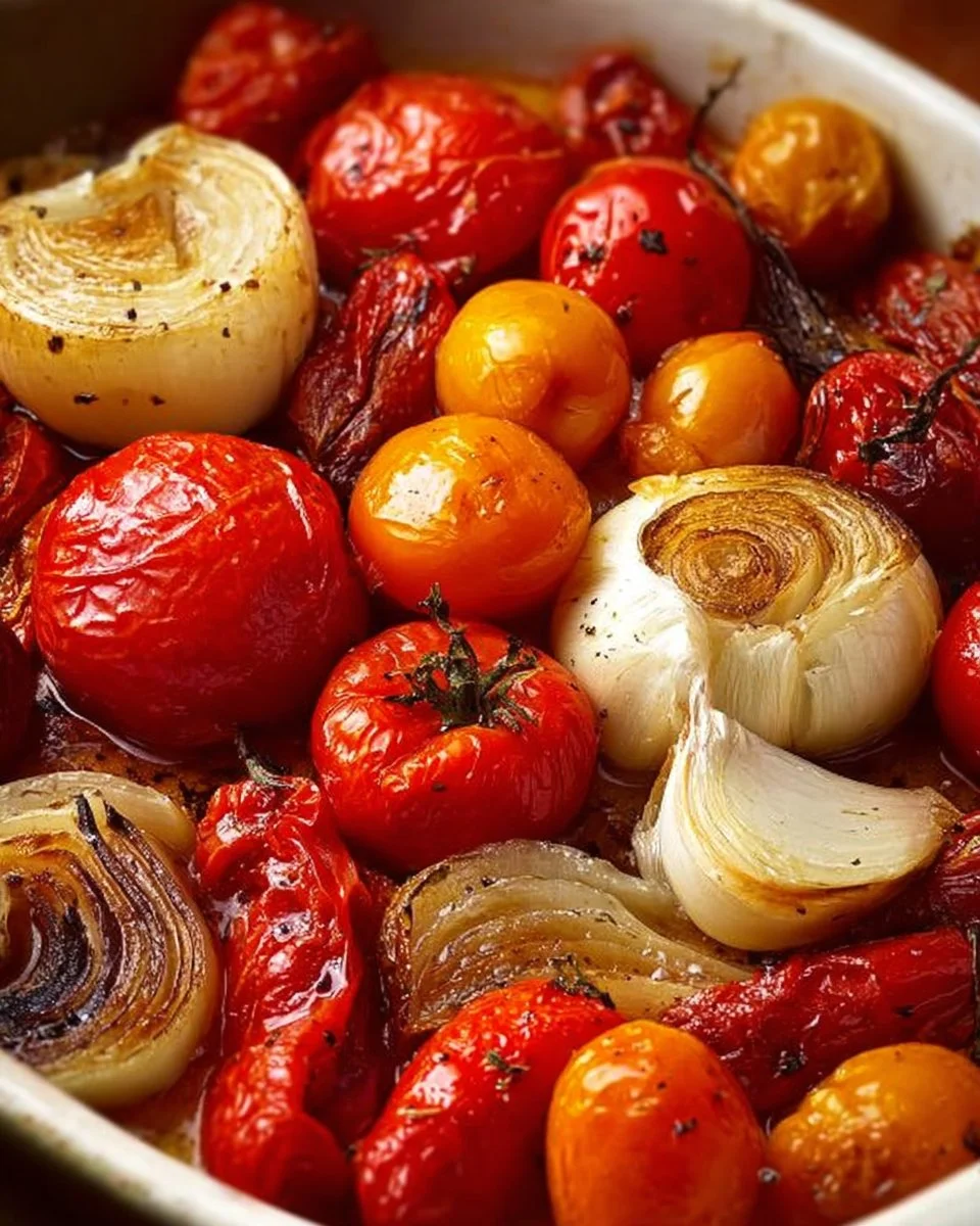 Bowl of roasted tomato soup with crispy Gruyère toasts garnished with herbs