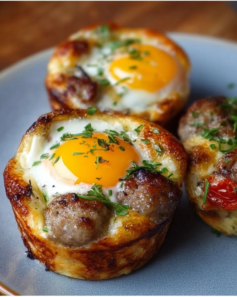 Sausage Egg Muffin Cups fresh out of the oven, ready for breakfast.
