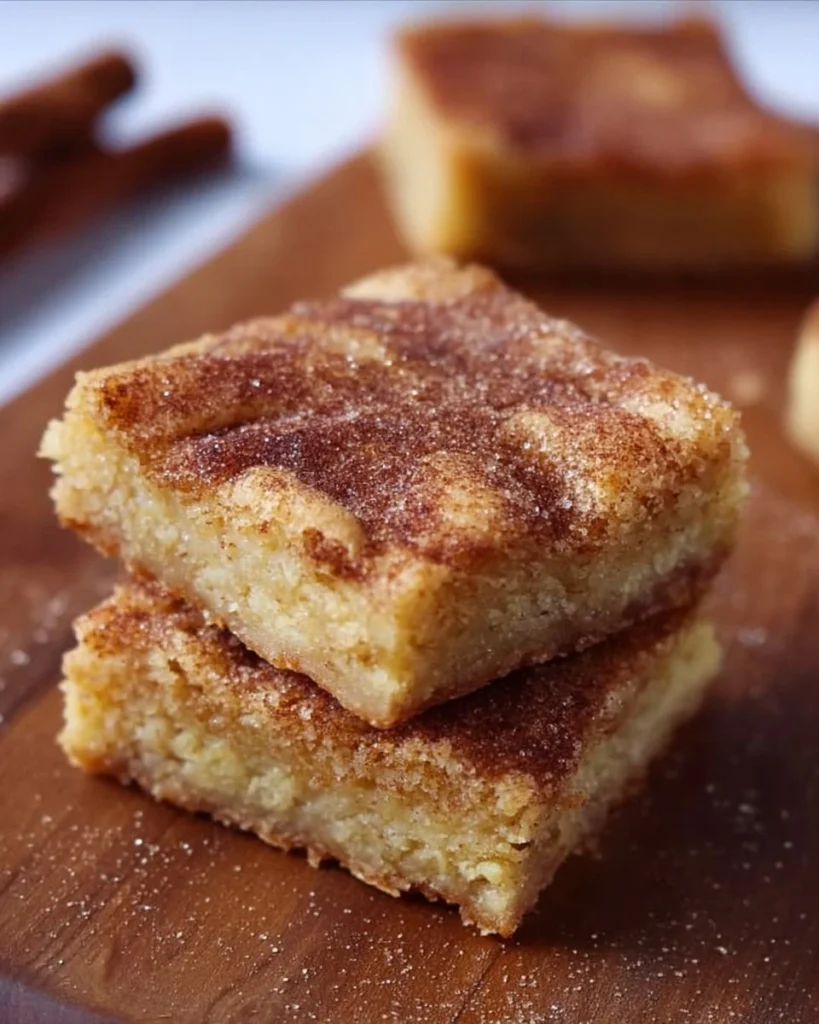 Delicious homemade Snickerdoodle Bars with cinnamon and sugar topping