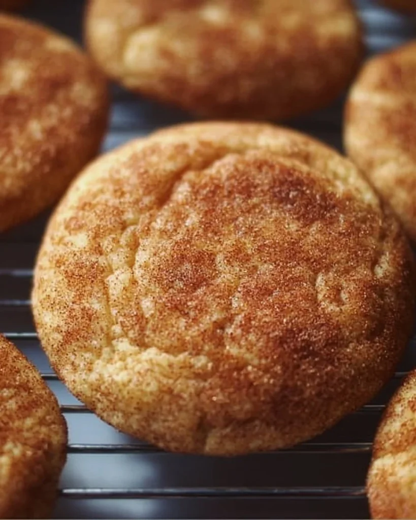 Soft cake mix snickerdoodle cookies topped with cinnamon sugar