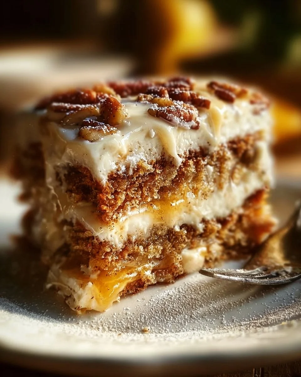 Deliciously moist Southern Hummingbird Cake topped with cream cheese frosting