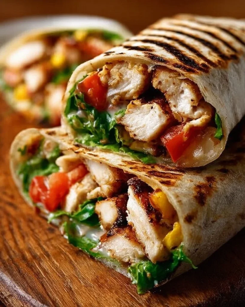Southwest grilled chicken wraps with fresh ingredients and vibrant colors