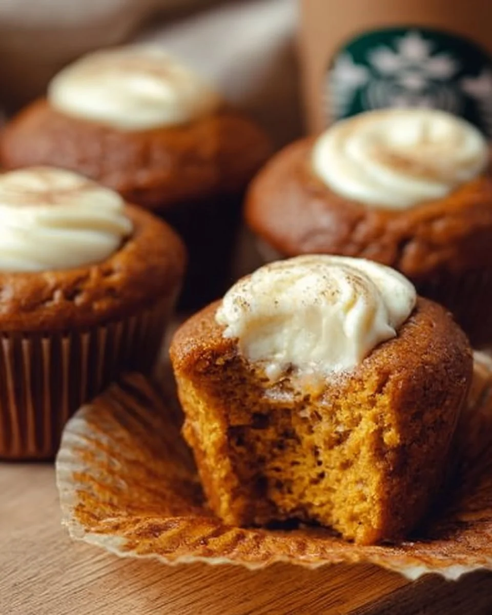 Starbucks Pumpkin Cream Cheese Muffins with warm spices and creamy filling