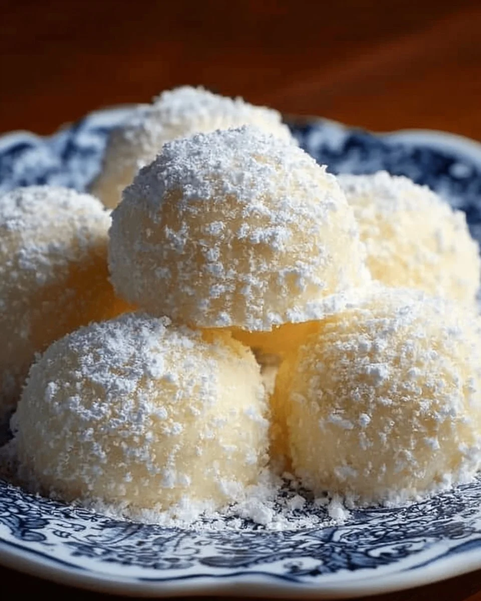 Delicious Sweetened Condensed Milk Snowballs on a plate, ready to enjoy.