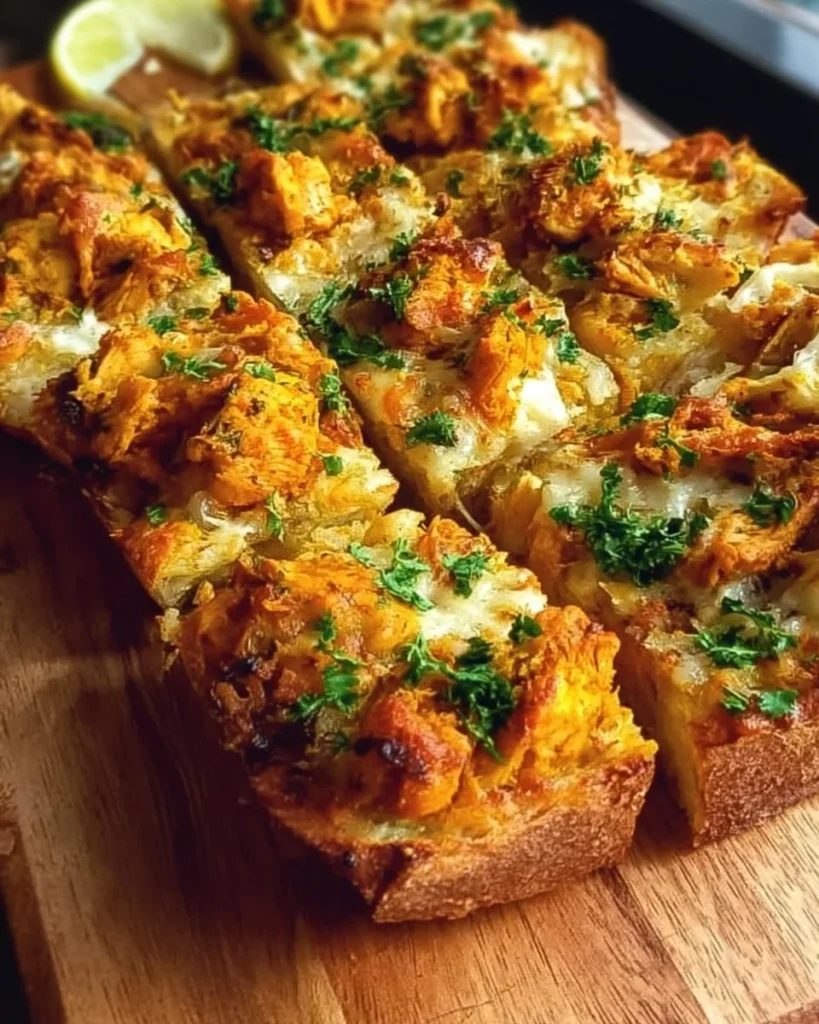 Tandoori Chicken Garlic Bread with herbs and spices