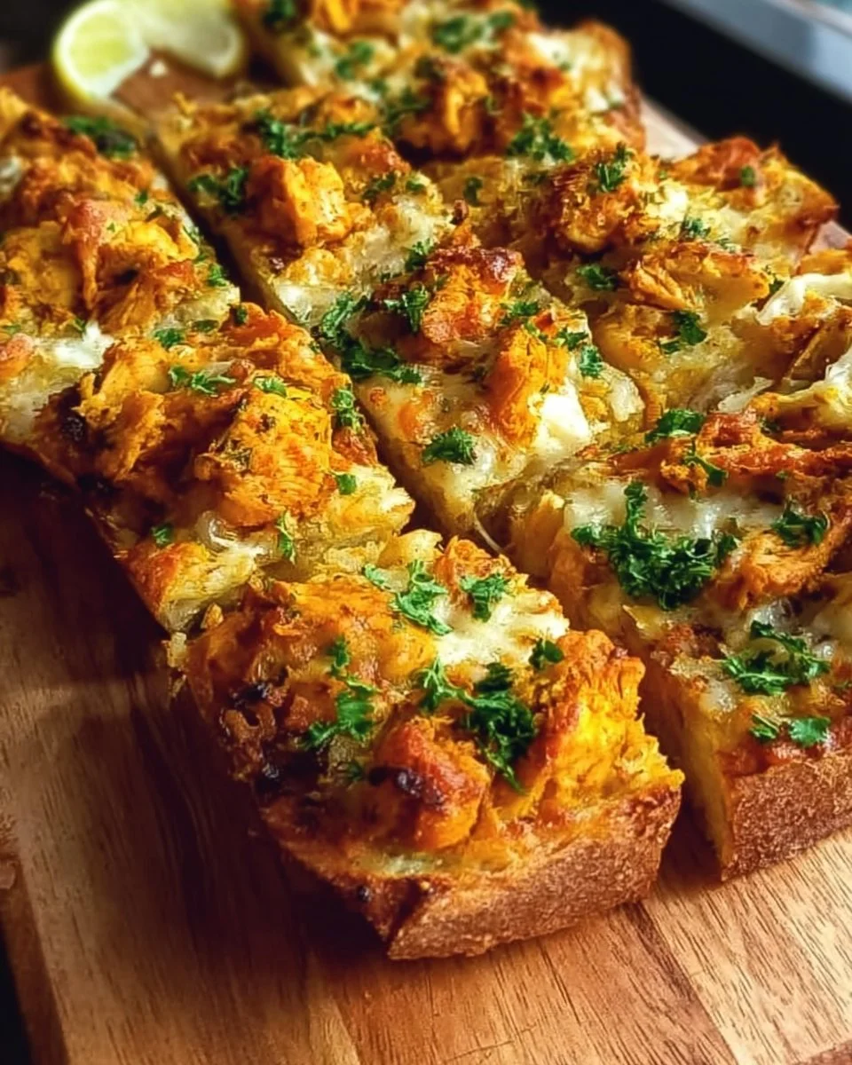 Tandoori Chicken Garlic Bread with herbs and spices
