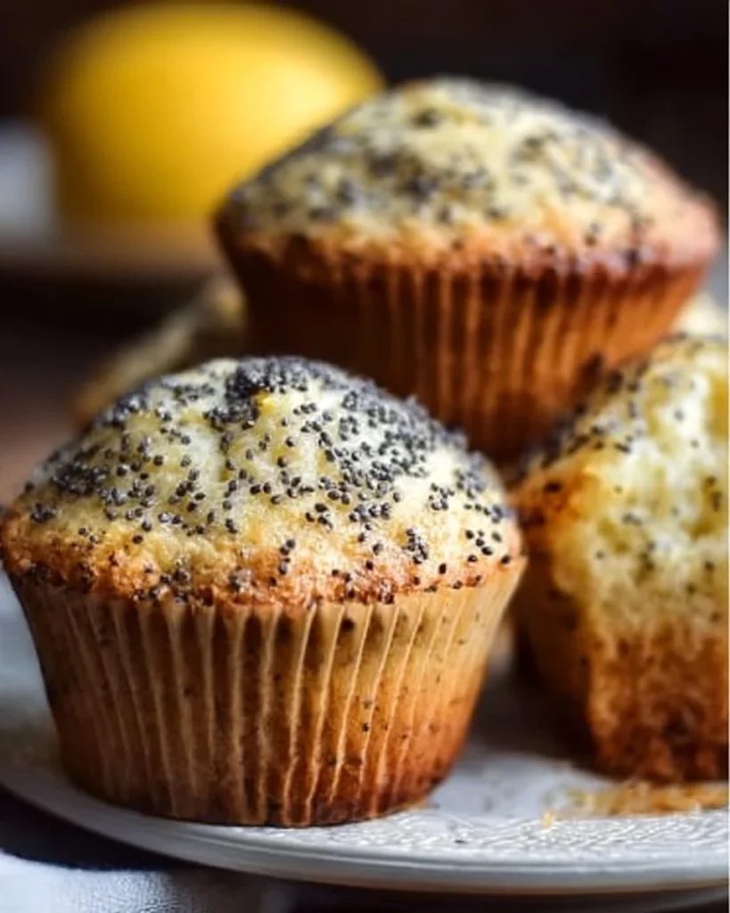 Delicious lemon poppyseed muffins fresh out of the oven