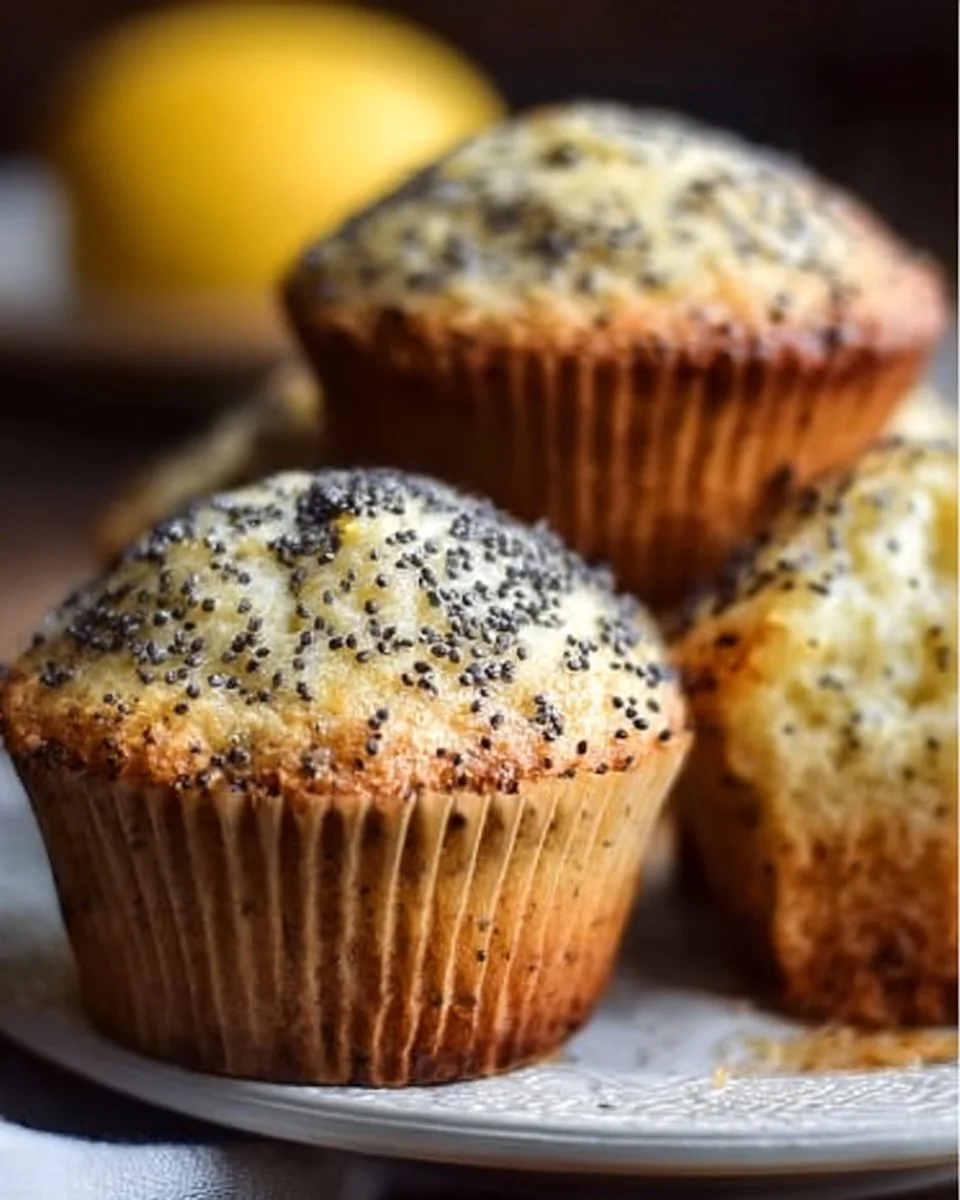 Delicious lemon poppyseed muffins fresh out of the oven
