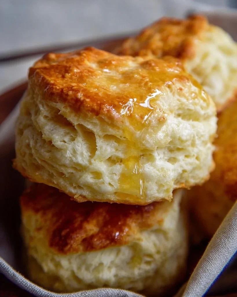 Homemade ultra flaky buttermilk biscuits fresh out of the oven