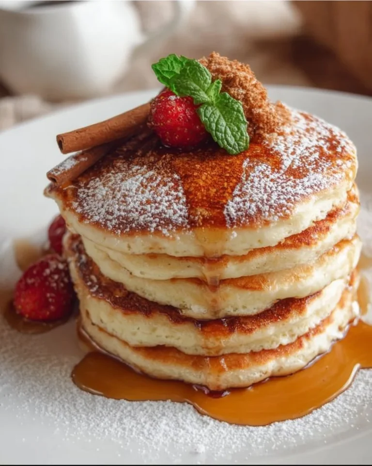 Delicious vanilla cinnamon buttermilk pancakes on a plate