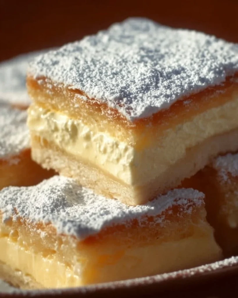Delicious Vanilla Custard Cream Squares served on a plate