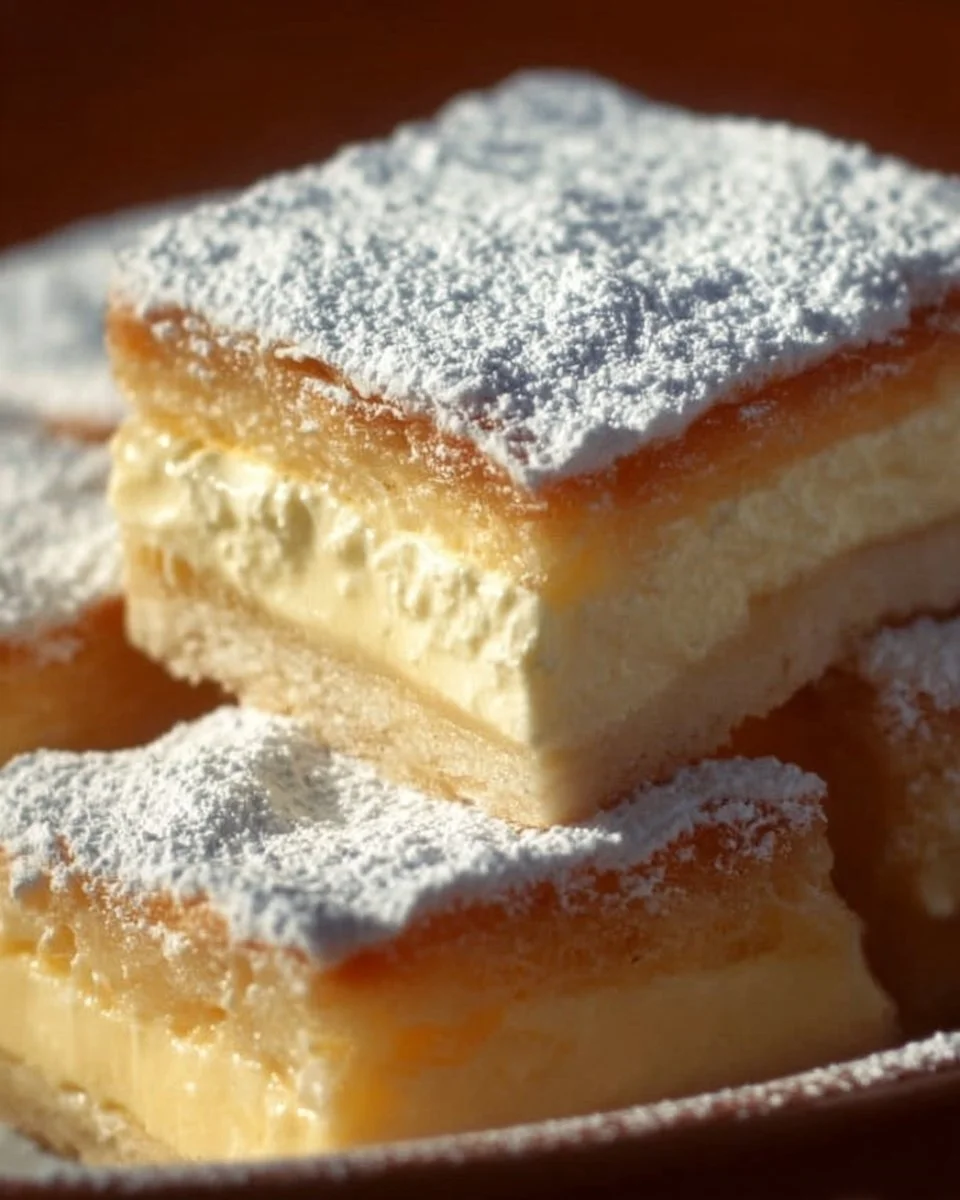 Delicious Vanilla Custard Cream Squares served on a plate