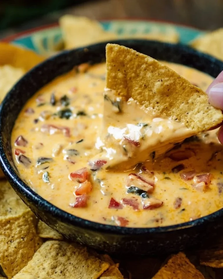 Velveeta Cheese Dip served in a bowl, garnished with herbs, perfect for dipping.