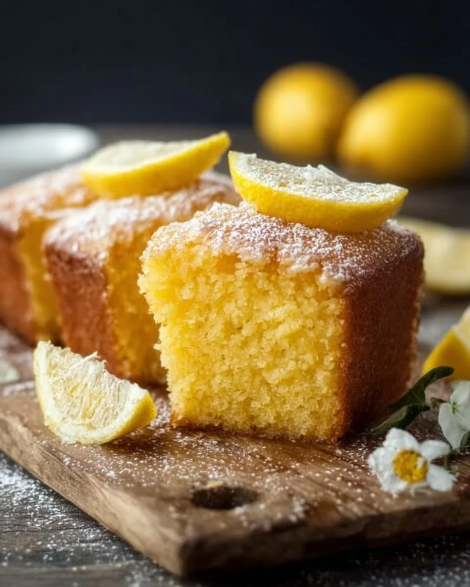 Delicious lemon cake with frosting and slices on a plate