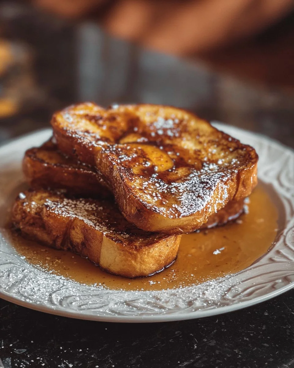 Delicious Apple Cinnamon French Toast topped with apples and cinnamon
