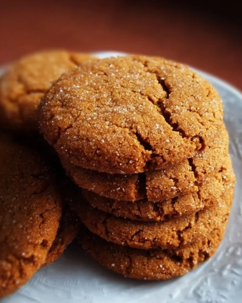 Freshly baked big soft ginger cookies on a cooling rack.