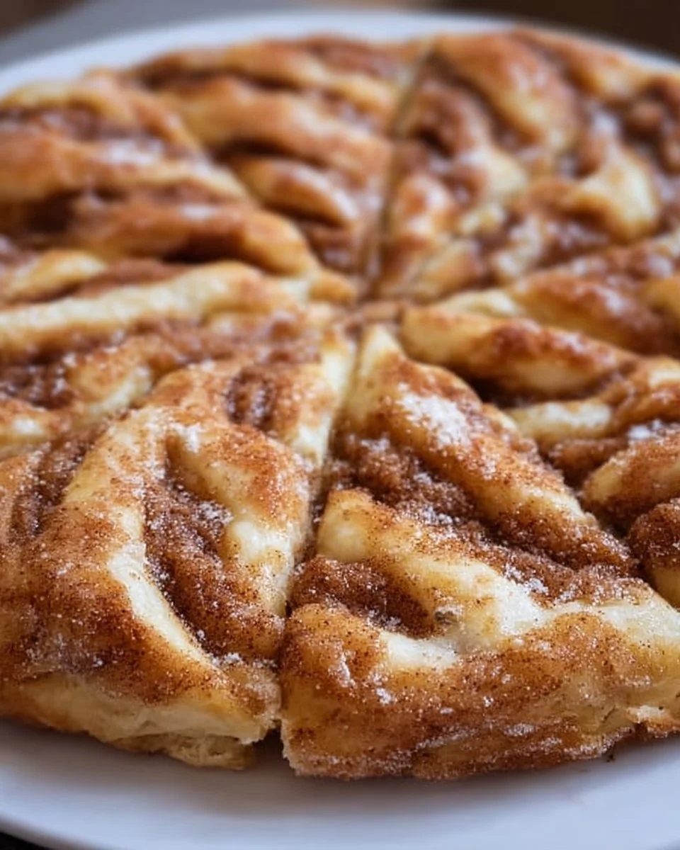 Delicious cinnamon-sugar pizza made with crescent rolls ready to serve