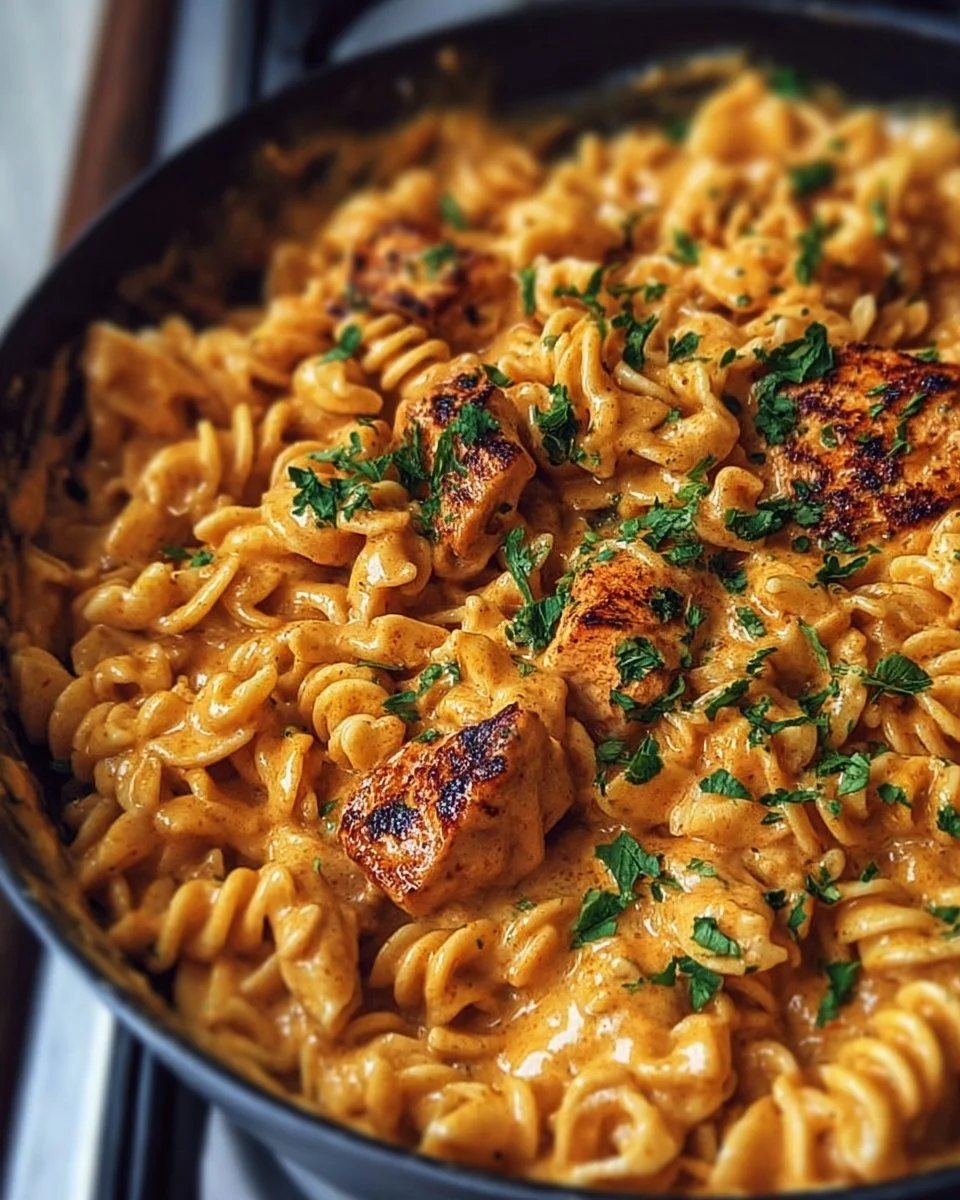 Delicious Cowboy Butter Chicken Pasta served in a bowl with fresh herbs
