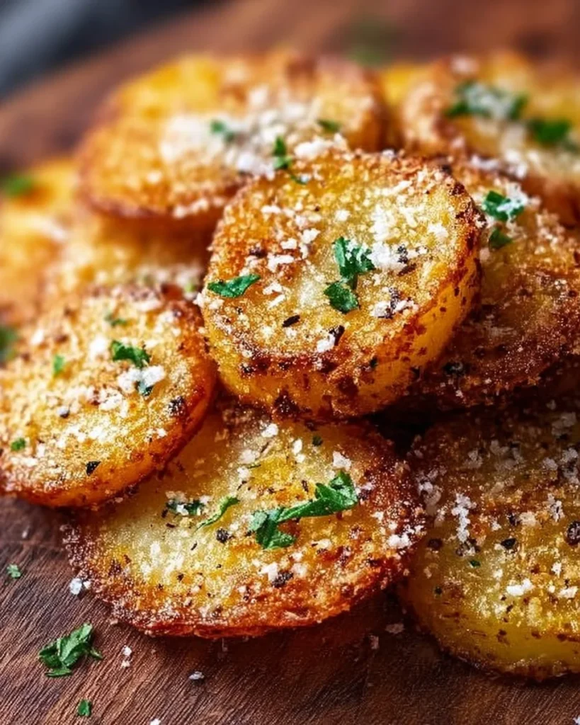 Crispy Parmesan potato rounds served as a delicious snack or appetizer