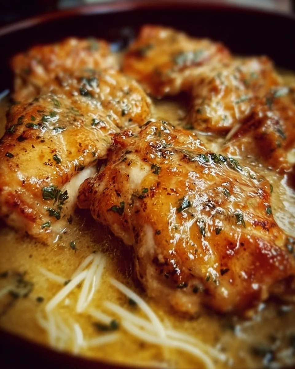 Creamy Crockpot Angel Chicken served with rice and vegetables