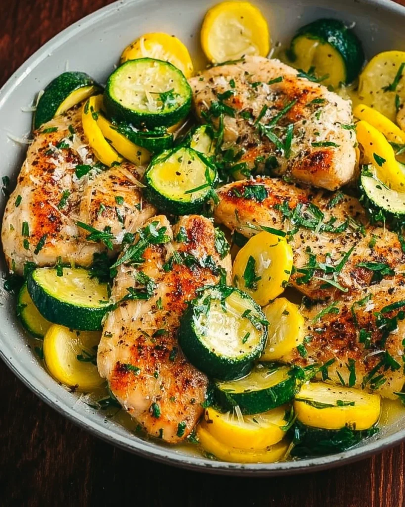 Easy chicken breast recipe with zucchini and squash for a healthy dinner