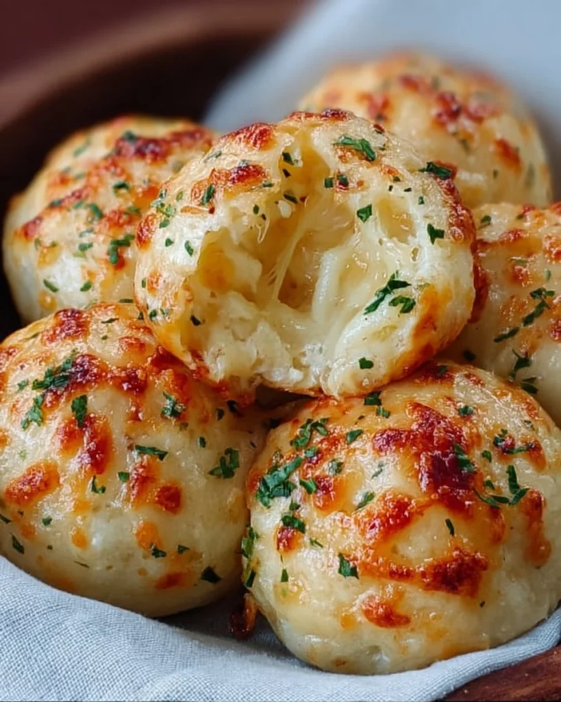 Deliciously baked garlic cheese bombs ready to serve.
