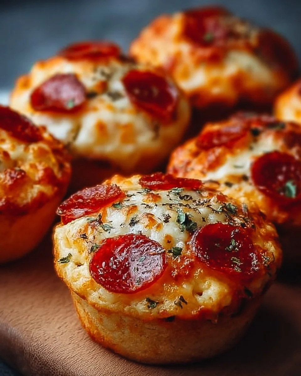 Delicious easy pepperoni pizza muffins ready to enjoy for snacking.