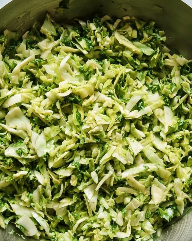 Fresh Green Goddess Cabbage Salad with herbs and vegetables