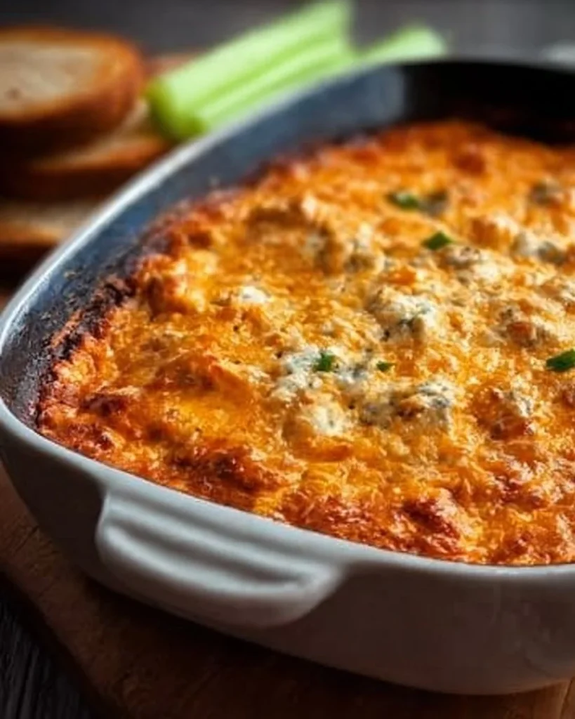 Healthy Buffalo Chicken Dip made with Greek yogurt for a lighter version of the classic dish