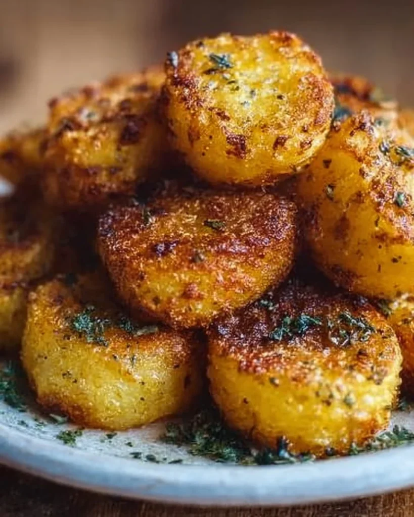 Healthy crispy breakfast potato bites on a plate