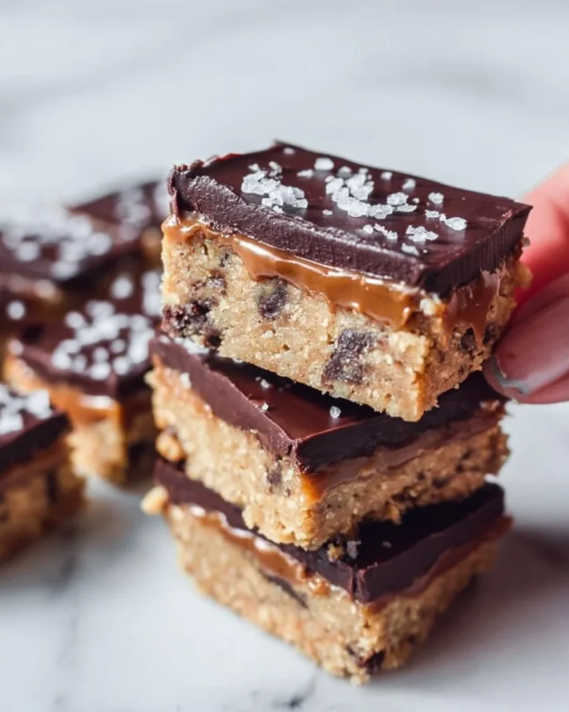 Healthy no bake cookie dough bars, gluten-free and vegan snack recipe