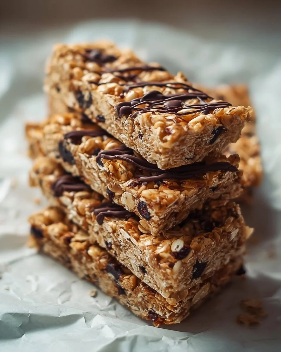A plate of homemade granola bars with nuts and dried fruits