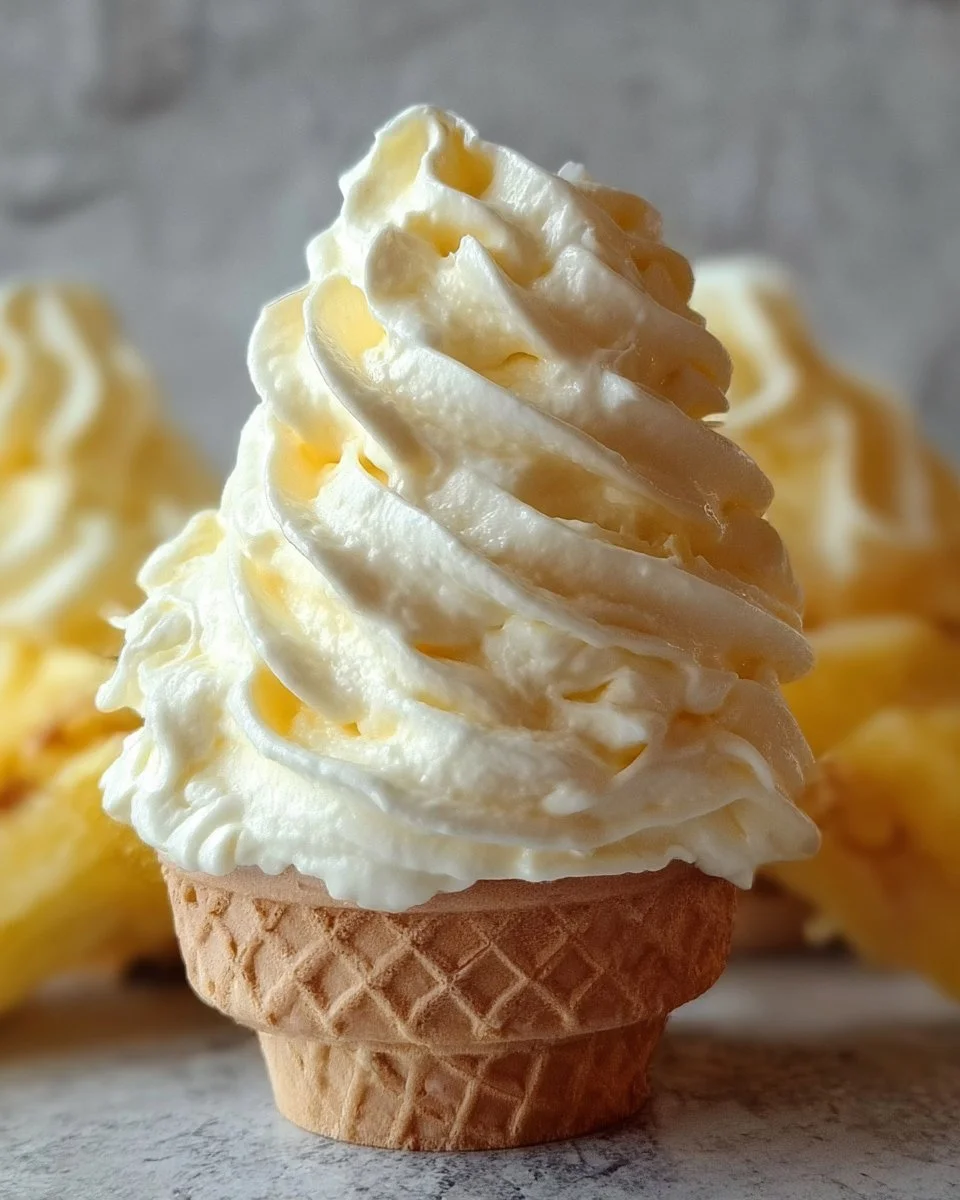 Homemade pineapple soft serve ice cream served in a bowl