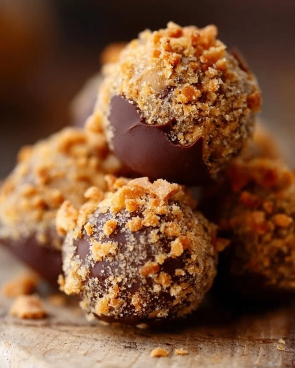 A plate of quick and easy Butterfinger Balls ready to enjoy.