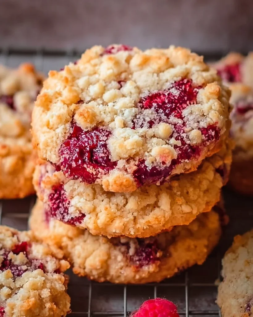Homemade Raspberry Crumble Cookies inspired by Costco's recipe