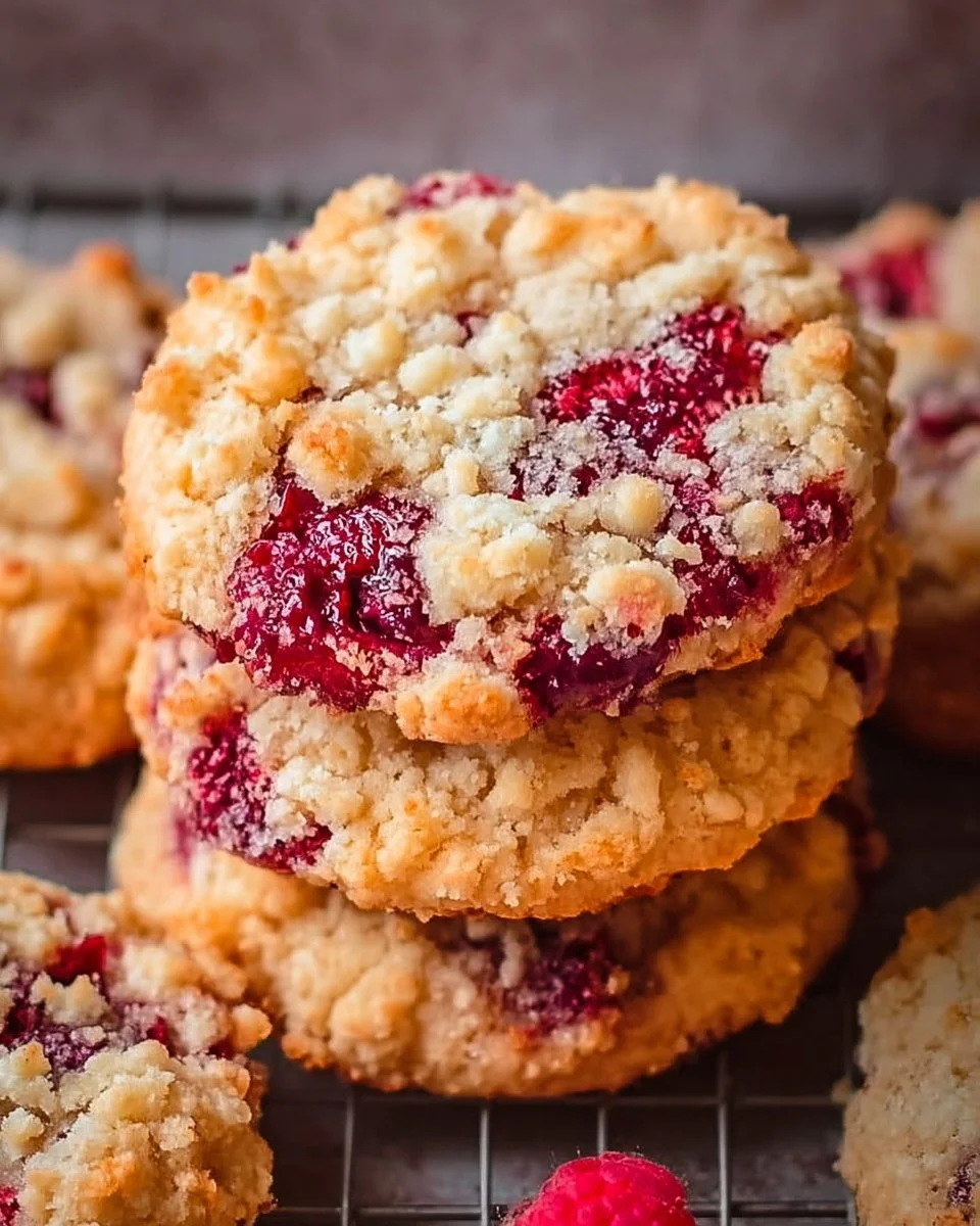 Homemade Raspberry Crumble Cookies inspired by Costco's recipe