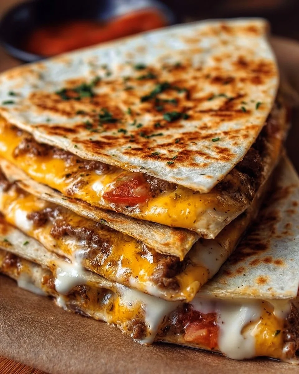 Delicious Smashburger quesadillas served with dipping sauce
