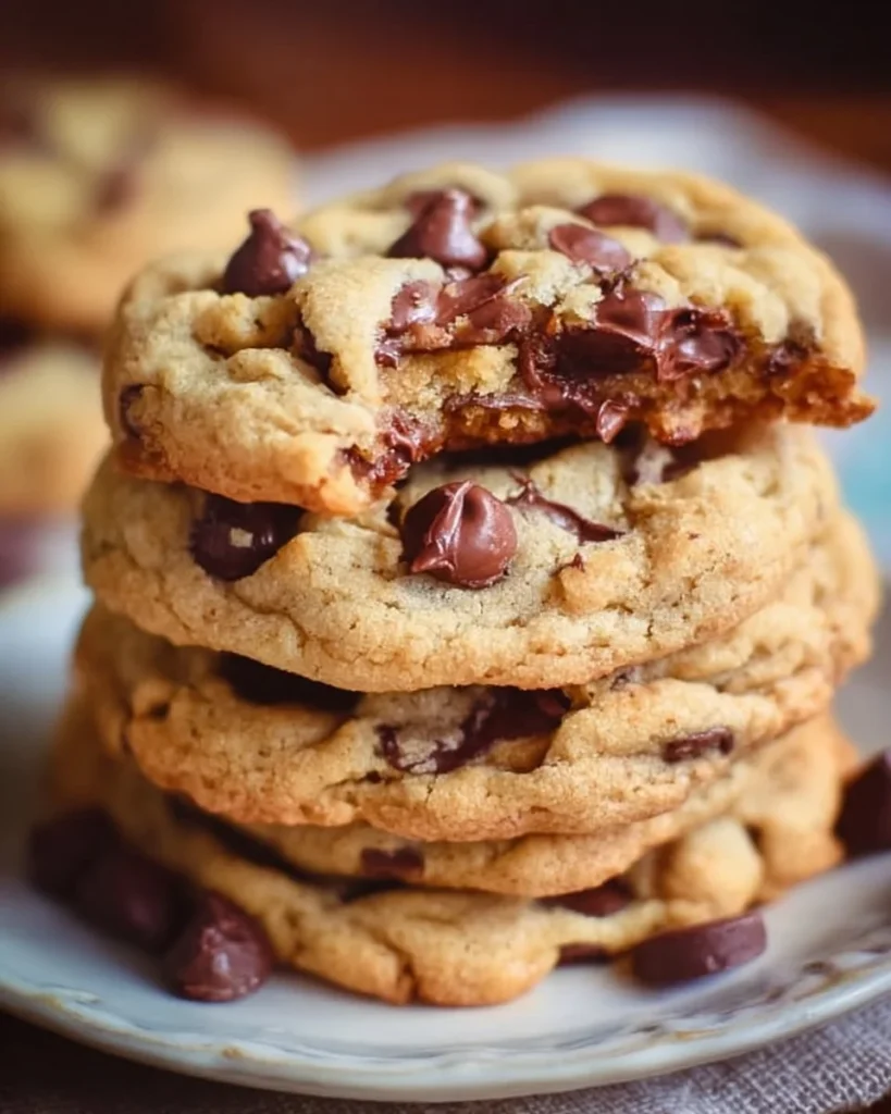 Freshly baked chocolate chip cookies on a cooling rack