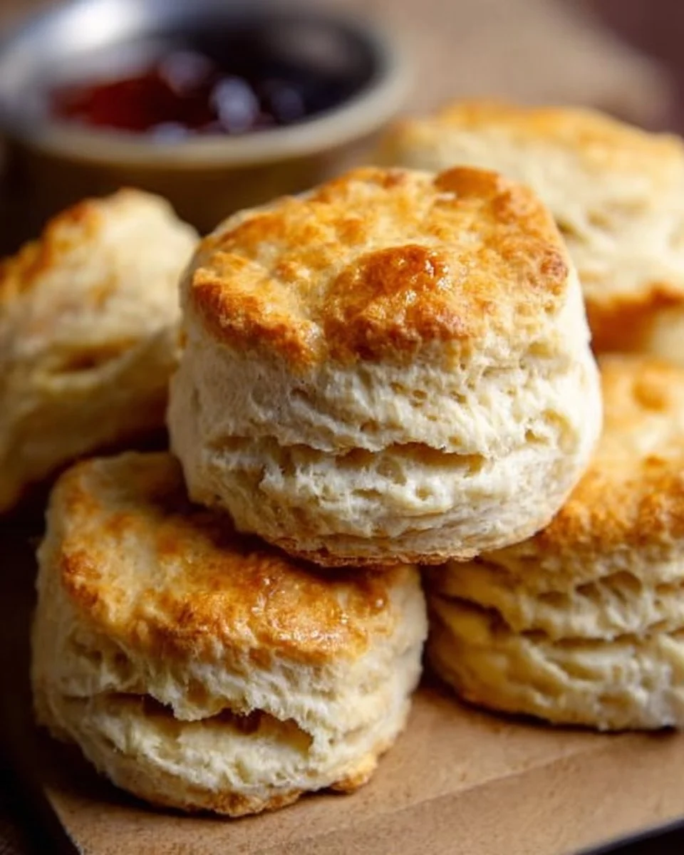 Fluffy homemade biscuit on a plate, ready to enjoy for breakfast