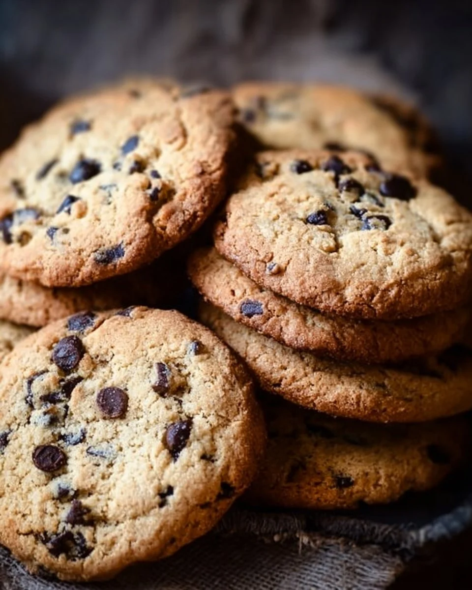 Delicious sugar free chocolate chip cookies stacked on a plate