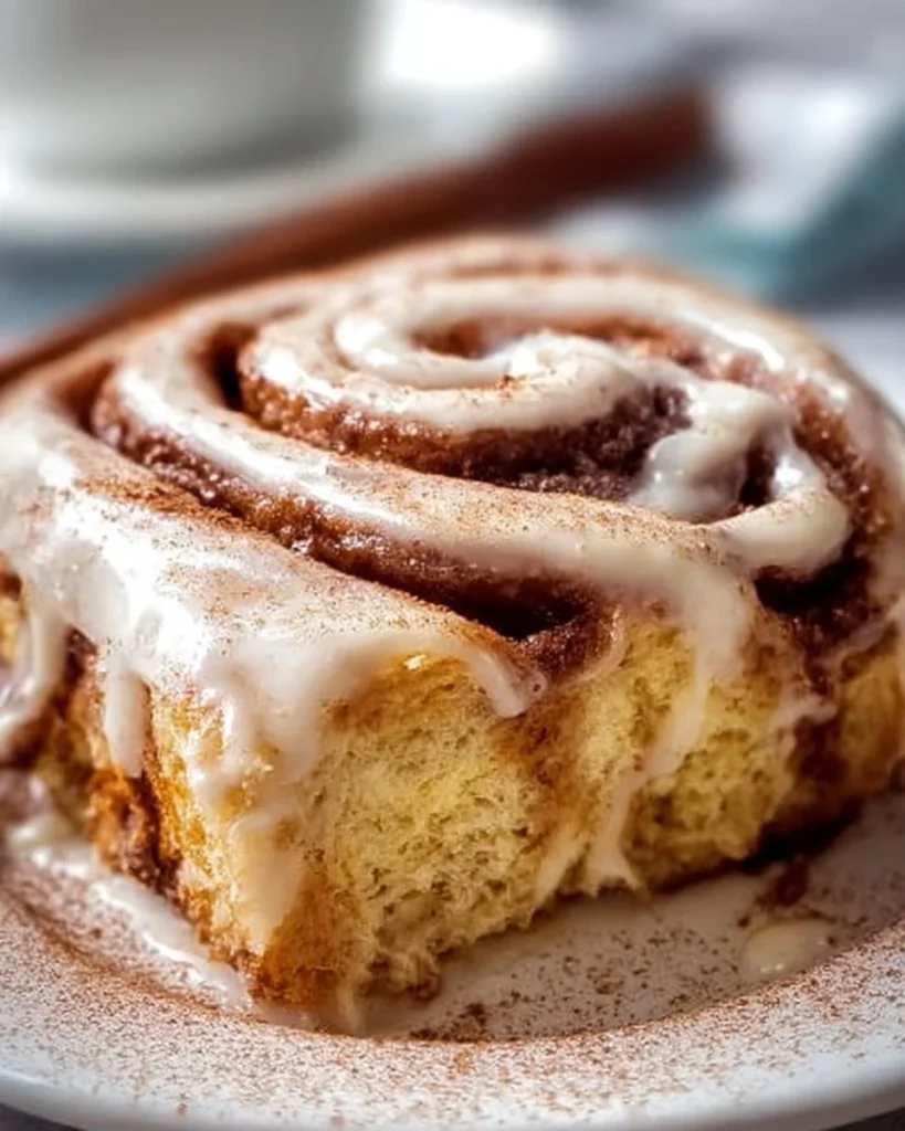 Ultimate Cinnabon Cinnamon Roll Cake with creamy glaze and cinnamon topping.
